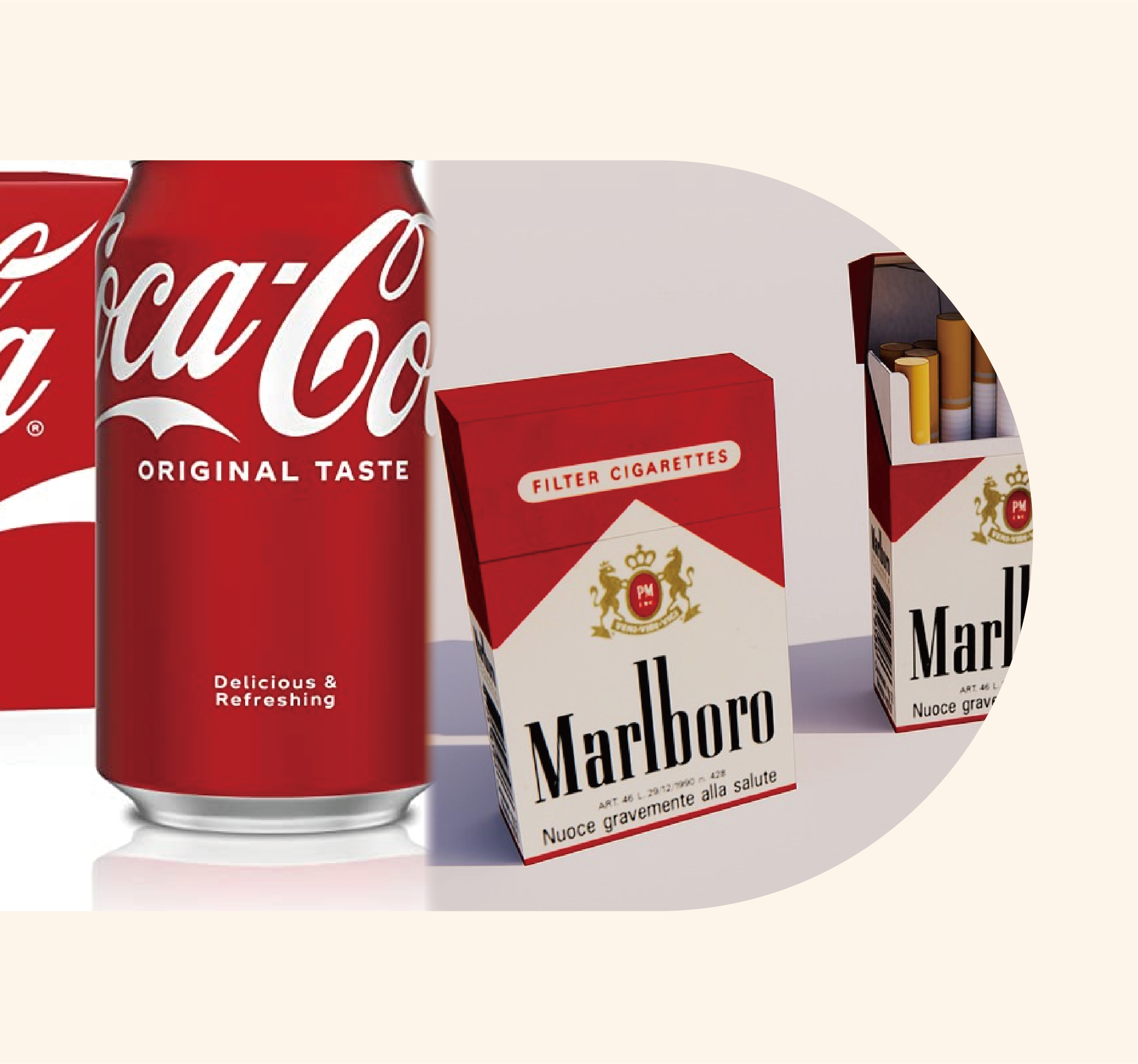 可口可樂照片紅色萬賽路煙盒的照片