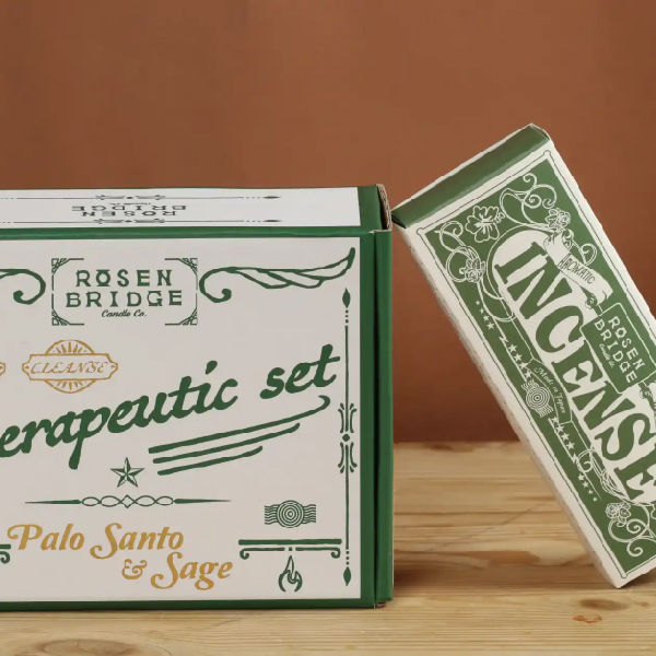 BM Pack packaging company case, Rosen Bridge aromatherapy brand packaging, aromatherapy gift packaging, one large and one small carton packaging.